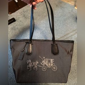 Brand new coach tote bag with horse and carriage blue on the inside